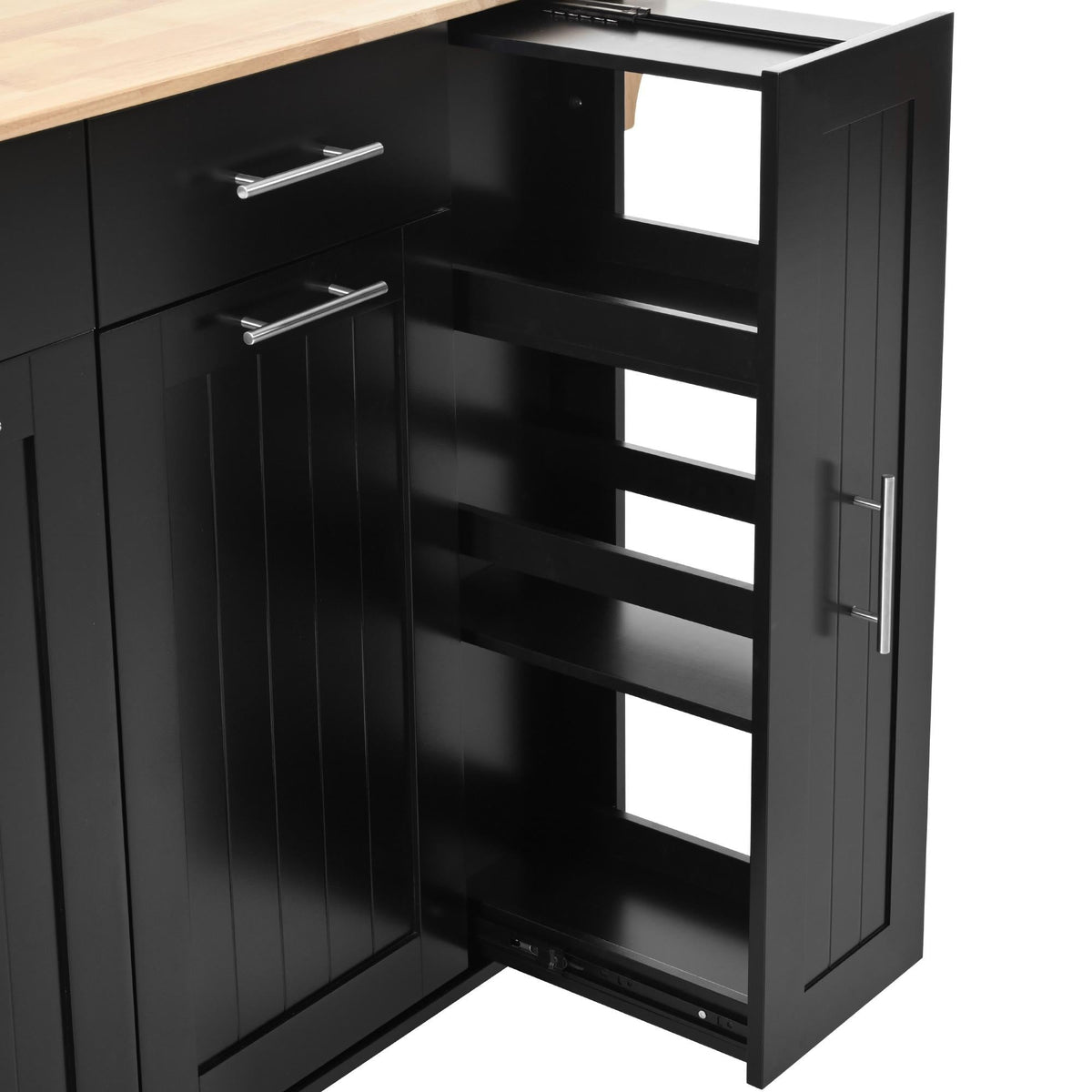 Bayfeve Kitchen Island with Drop Leaf, Kitchen Storage Cart with 3 Tier Pull Out Cabinet Organizer, Internal Storage Rack, Rolling Kitchen Cart on Wheels with Towel Rack, 2 Drawers, for Kitchen, Black