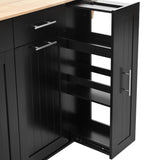 Bayfeve Kitchen Island with Drop Leaf, Kitchen Storage Cart with 3 Tier Pull Out Cabinet Organizer, Internal Storage Rack, Rolling Kitchen Cart on Wheels with Towel Rack, 2 Drawers, for Kitchen, Black