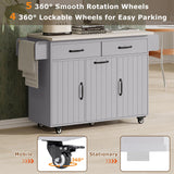 Bayfeve Kitchen Island with Trash Can Storage Cabinet, Kitchen Cart with Drop Leaf, Spice Rack, Towel Rack and Drawer, Rolling Kitchen Island on Wheels with Adjustable Shelf, Grey