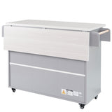 Bayfeve Kitchen Island with Trash Can Storage Cabinet, Kitchen Cart with Drop Leaf, Spice Rack, Towel Rack and Drawer, Rolling Kitchen Island on Wheels with Adjustable Shelf, Grey