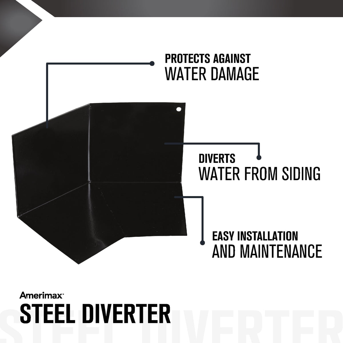 Amerimax 4-in x 8-in Black Galvanized Steel Step Flashing Diverter
