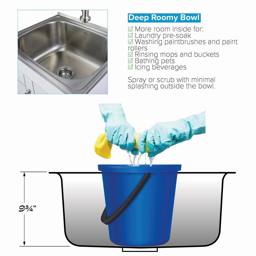 All-in-One 23.6 in. x 19.7 in. x 34.6 in. Particle Board Utility Sink and Cabinet with Faucet and Accessory Kit - Super Arbor