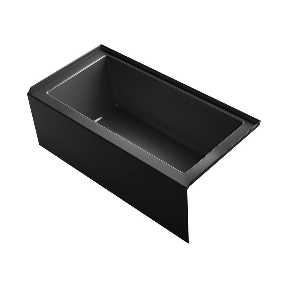 Underscore 60 in. Rectangular Alcove left Drain Bathtub in Ice Grey - Super Arbor