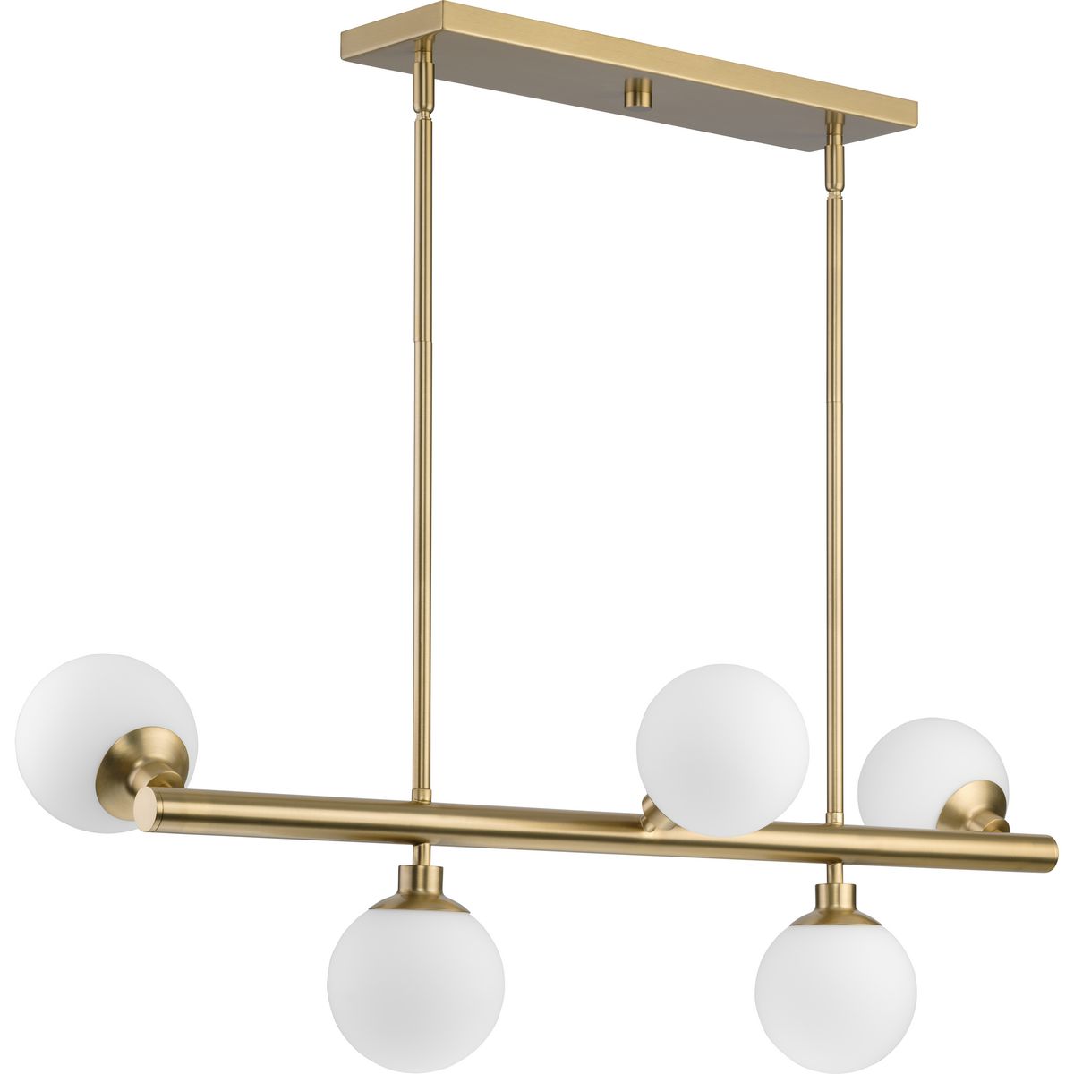Progress Lighting Avec 5-Light Brushed Gold Modern/Contemporary White Glass Linear Large Hanging Kitchen Island Light