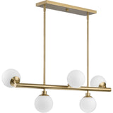 Progress Lighting Avec 5-Light Brushed Gold Modern/Contemporary White Glass Linear Large Hanging Kitchen Island Light