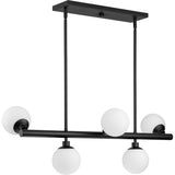 Progress Lighting Avec 5-Light Matte Black Modern/Contemporary White Glass Linear Large Hanging Kitchen Island Light