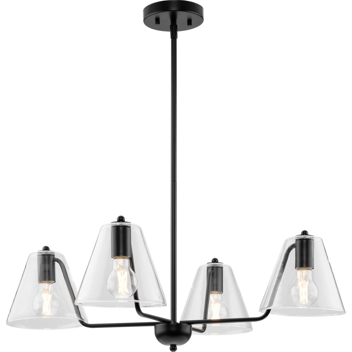 Progress Lighting Avec 4-Light Matte Black Modern/Contemporary Chandelier