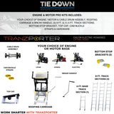 Tie Down TranzPorter TP250 Roofing Platform Ladder Hoist with Lifan Engine, 28–44 ft Reach, 250 lb Capacity