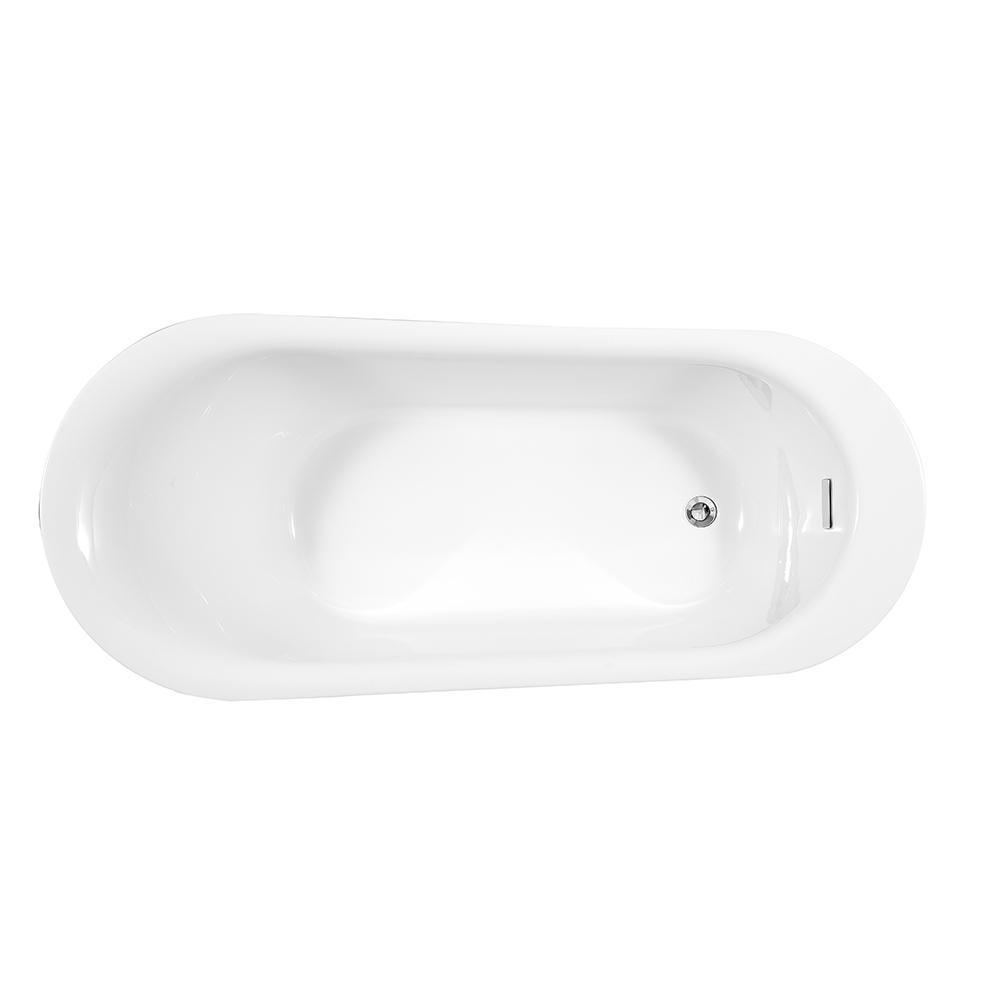 Ruby 65 in. Acrylic Double Slipper Flatbottom Freestanding Bathtub in White - Super Arbor
