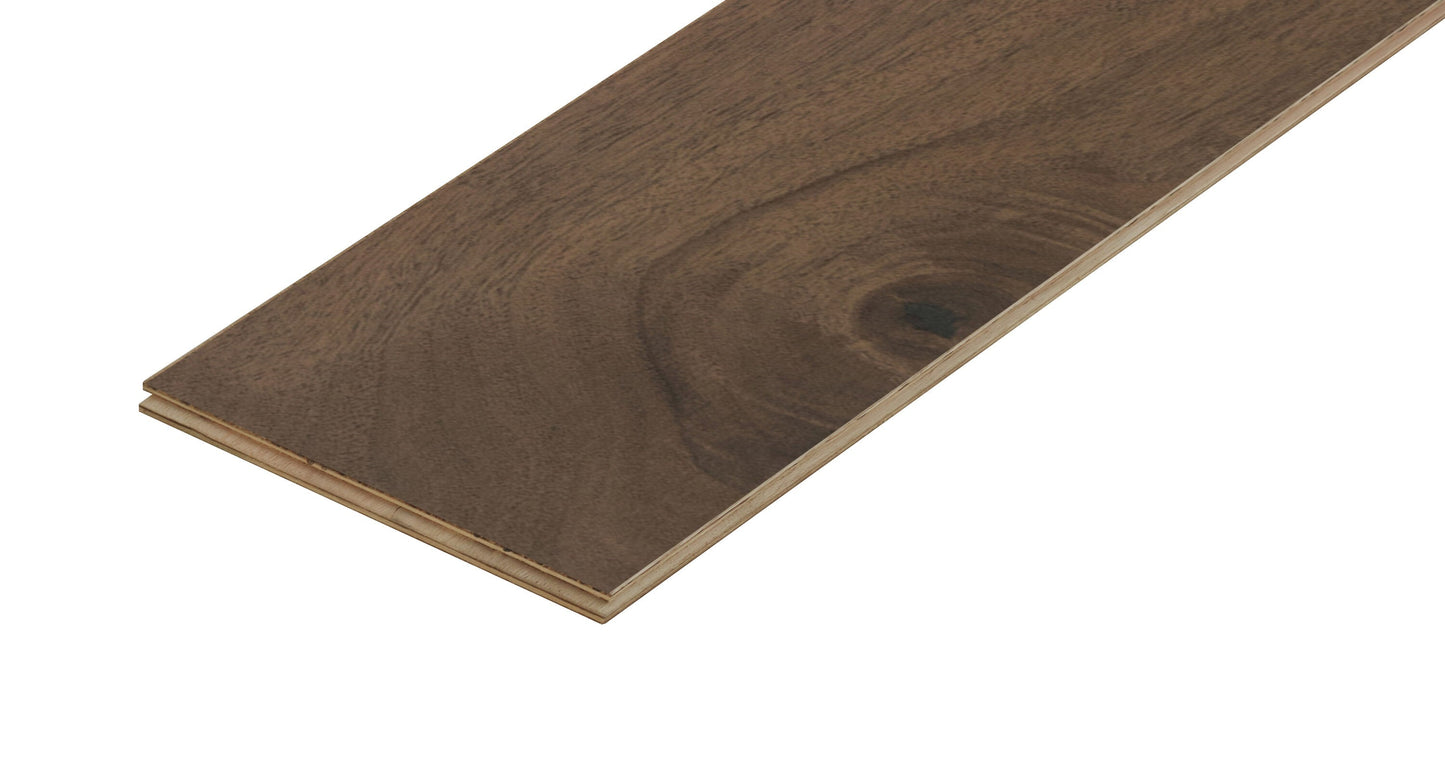 allen + roth Walnut Muenchen hardwood flooring — color and finish detail