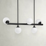 Progress Lighting Avec 5-Light Matte Black Modern/Contemporary White Glass Linear Large Hanging Kitchen Island Light