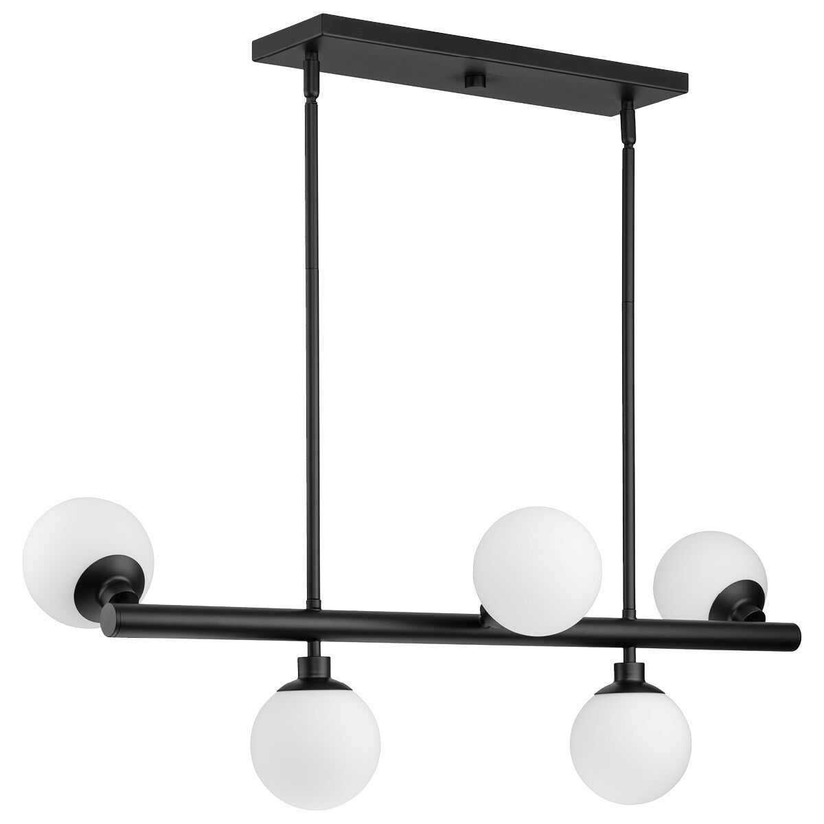 Progress Lighting Avec 5-Light Matte Black Modern/Contemporary White Glass Linear Large Hanging Kitchen Island Light