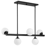 Progress Lighting Avec 5-Light Matte Black Modern/Contemporary White Glass Linear Large Hanging Kitchen Island Light