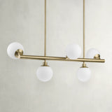 Progress Lighting Avec 5-Light Brushed Gold Modern/Contemporary White Glass Linear Large Hanging Kitchen Island Light