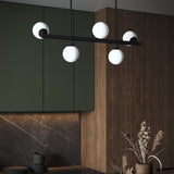 Progress Lighting Avec 5-Light Matte Black Modern/Contemporary White Glass Linear Large Hanging Kitchen Island Light