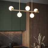 Progress Lighting Avec 5-Light Brushed Gold Modern/Contemporary White Glass Linear Large Hanging Kitchen Island Light