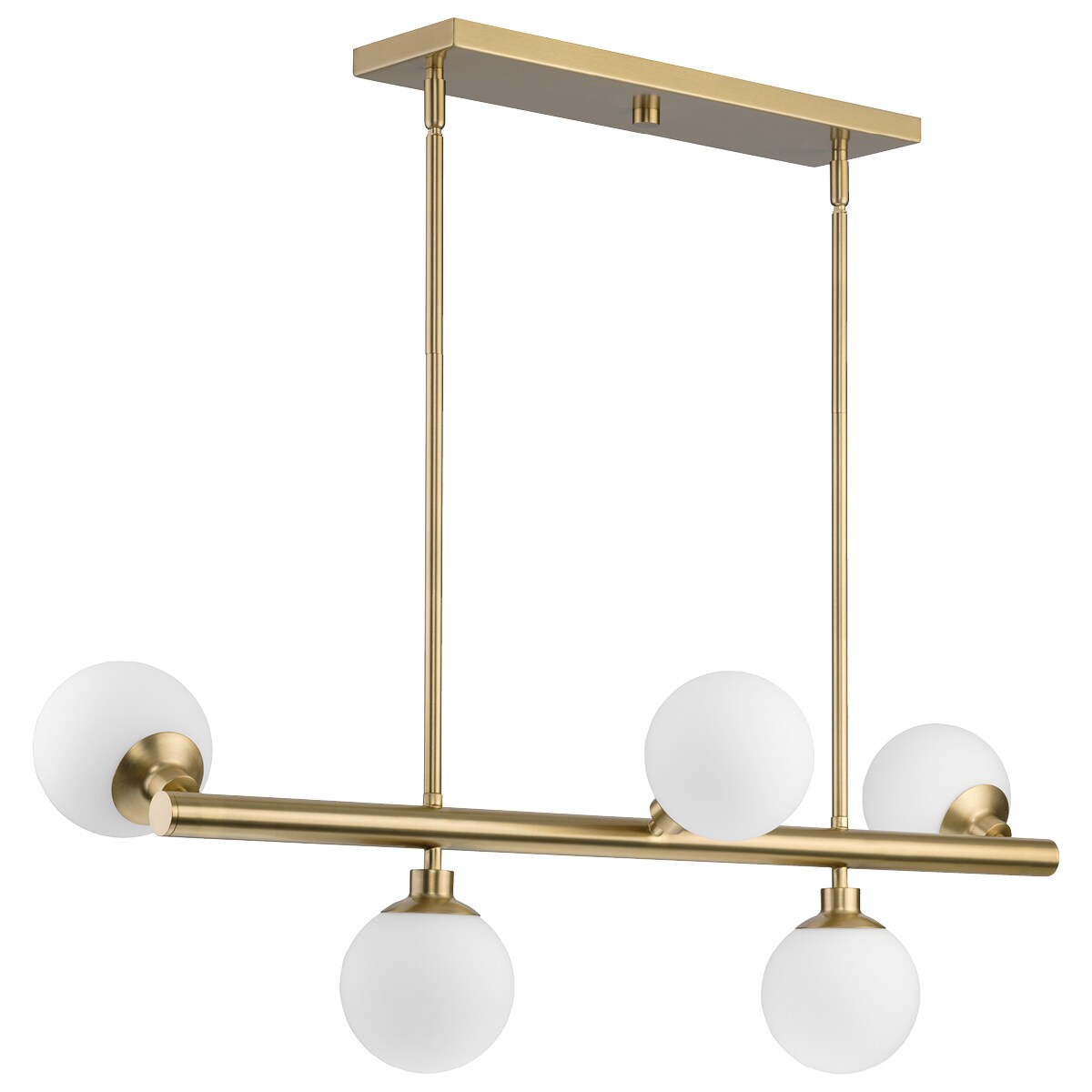 Progress Lighting Avec 5-Light Brushed Gold Modern/Contemporary White Glass Linear Large Hanging Kitchen Island Light