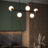 Progress Lighting Avec 5-Light Matte Black Modern/Contemporary White Glass Linear Large Hanging Kitchen Island Light