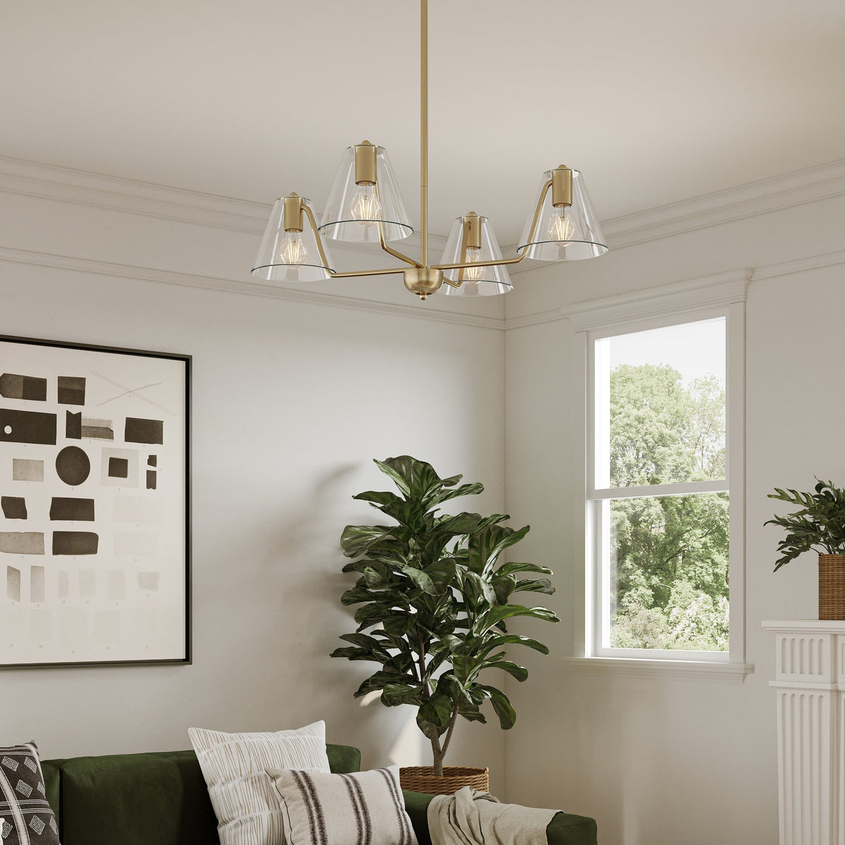 Progress Lighting Avec 4-Light Brushed Gold Modern/Contemporary Chandelier