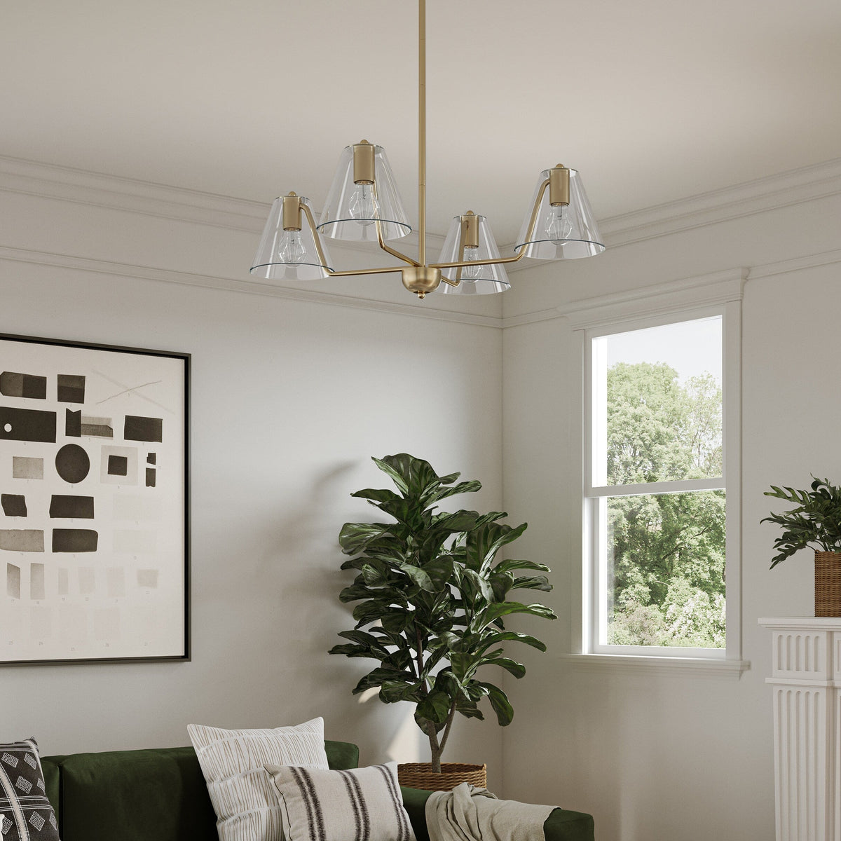 Progress Lighting Avec 4-Light Brushed Gold Modern/Contemporary Chandelier