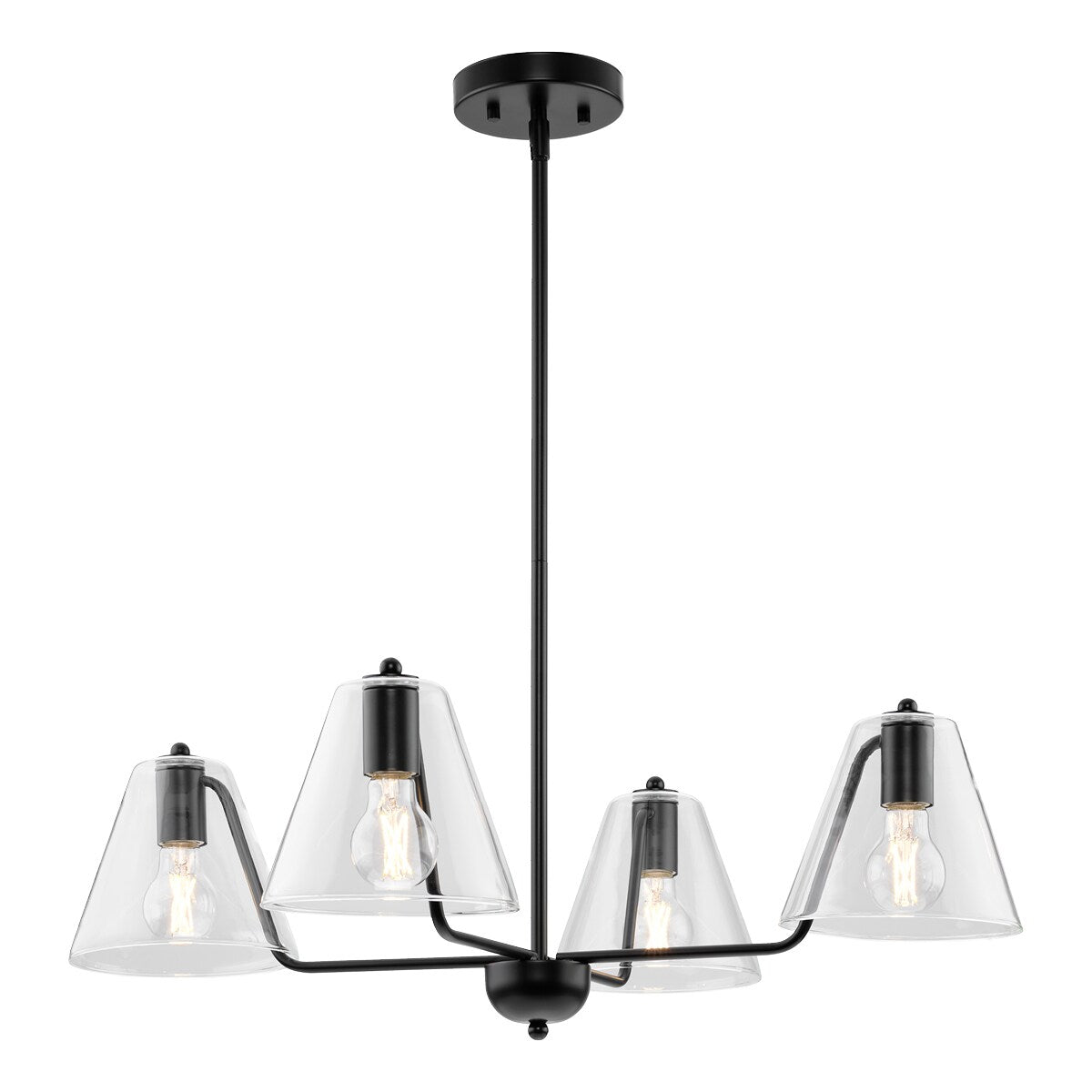 Progress Lighting Avec 4-Light Matte Black Modern/Contemporary Chandelier