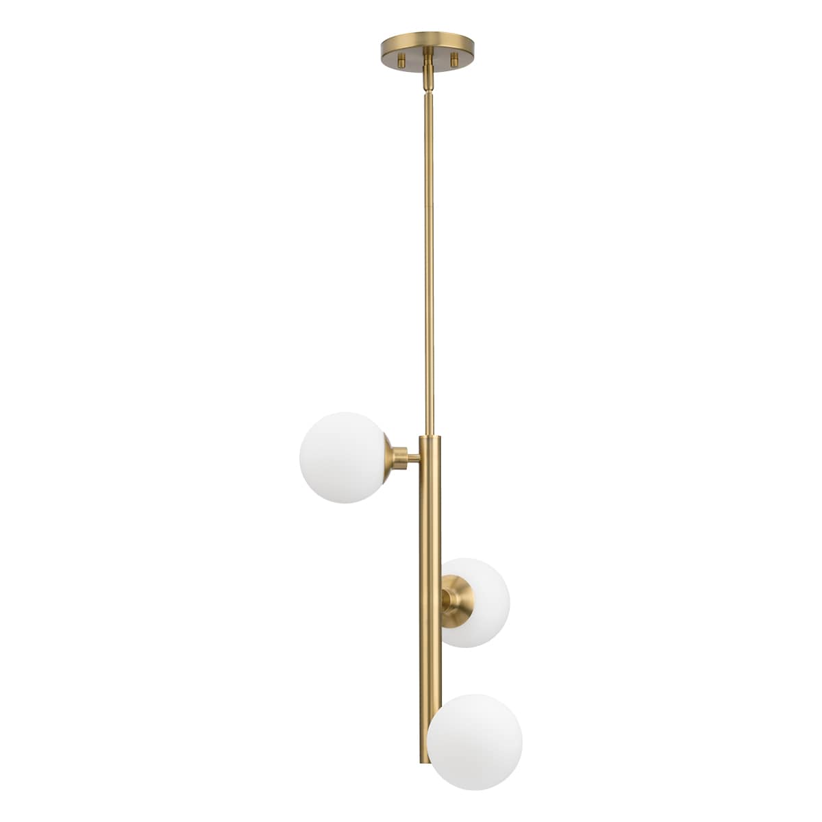 Progress Lighting Avec 3-Light Brushed Gold Modern/Contemporary White Glass Linear Medium Hanging Pendant Light