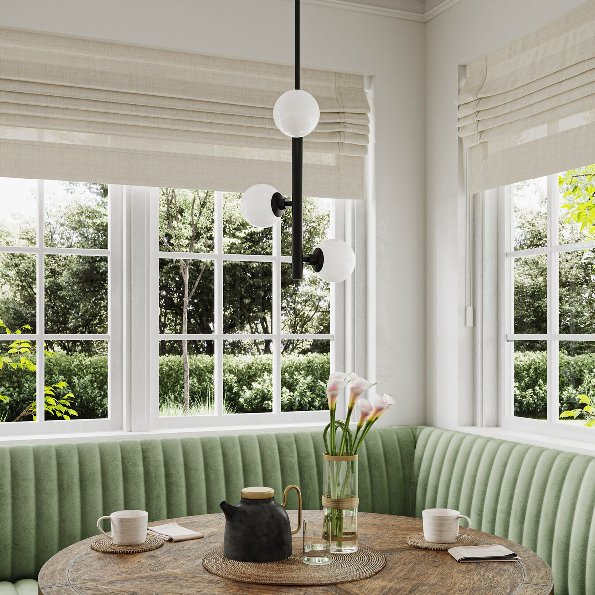 Progress Lighting Avec 3-Light Matte Black Modern/Contemporary White Glass Linear Medium Hanging Pendant Light
