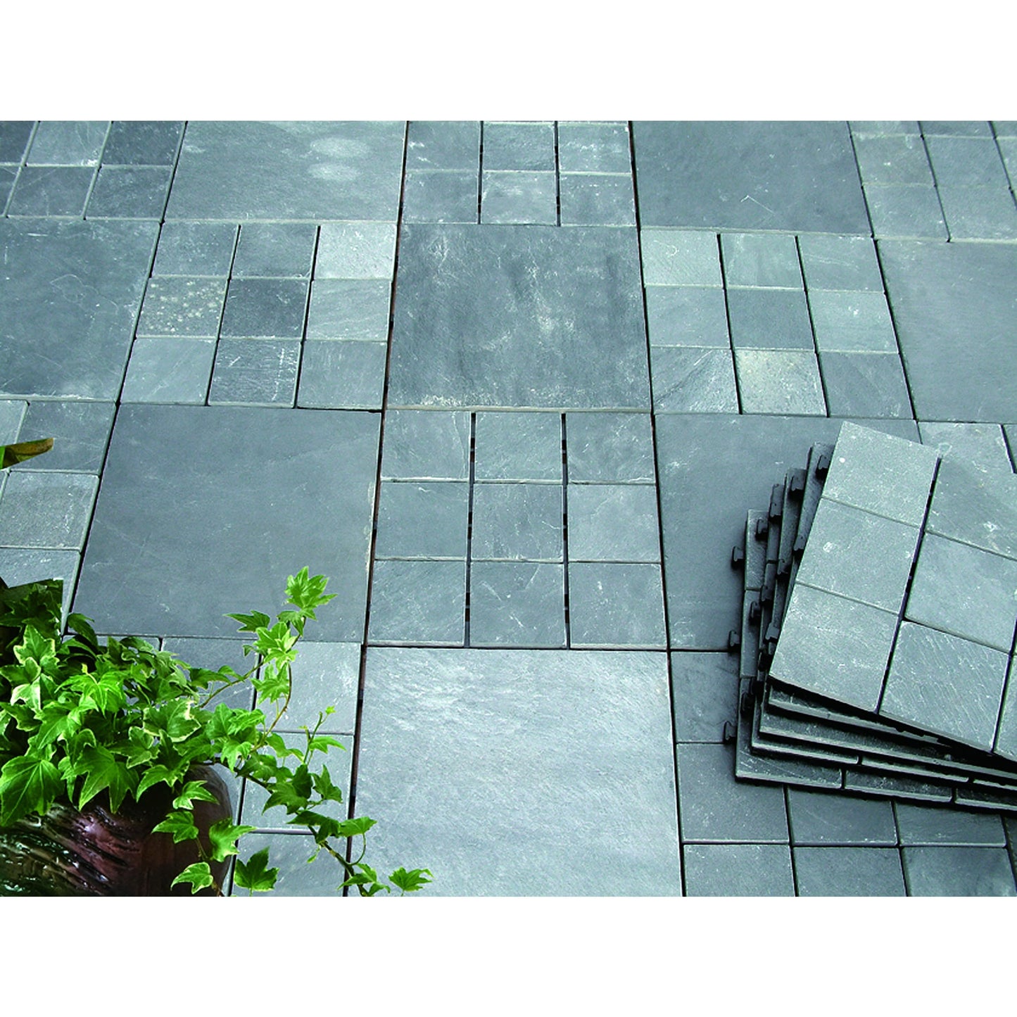 Courtyard Casual 11.81-in x 11.81-in 6-Pack Natural Slate Prefinished Polymer Deck Tile