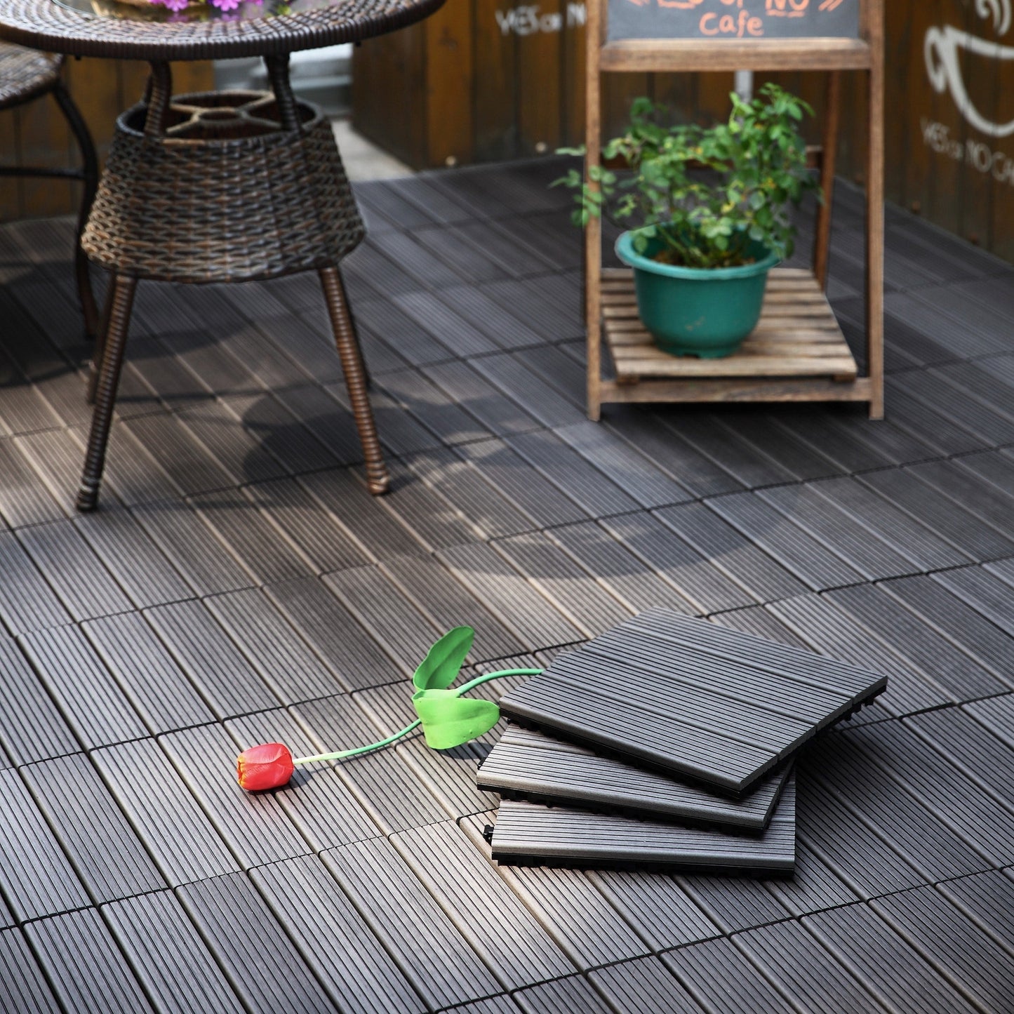 Courtyard Casual 12-in x 12-in 9-Pack Gray Prefinished Composite Deck Tile Transition