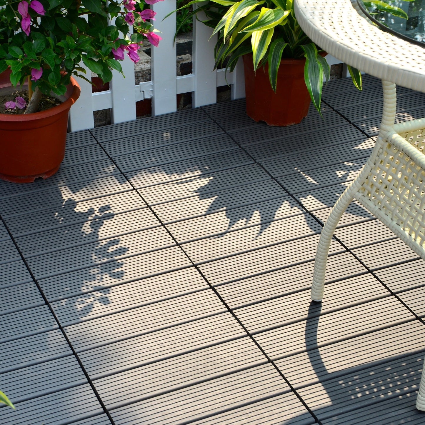 Courtyard Casual 12-in x 12-in 9-Pack Gray Prefinished Composite Deck Tile Transition
