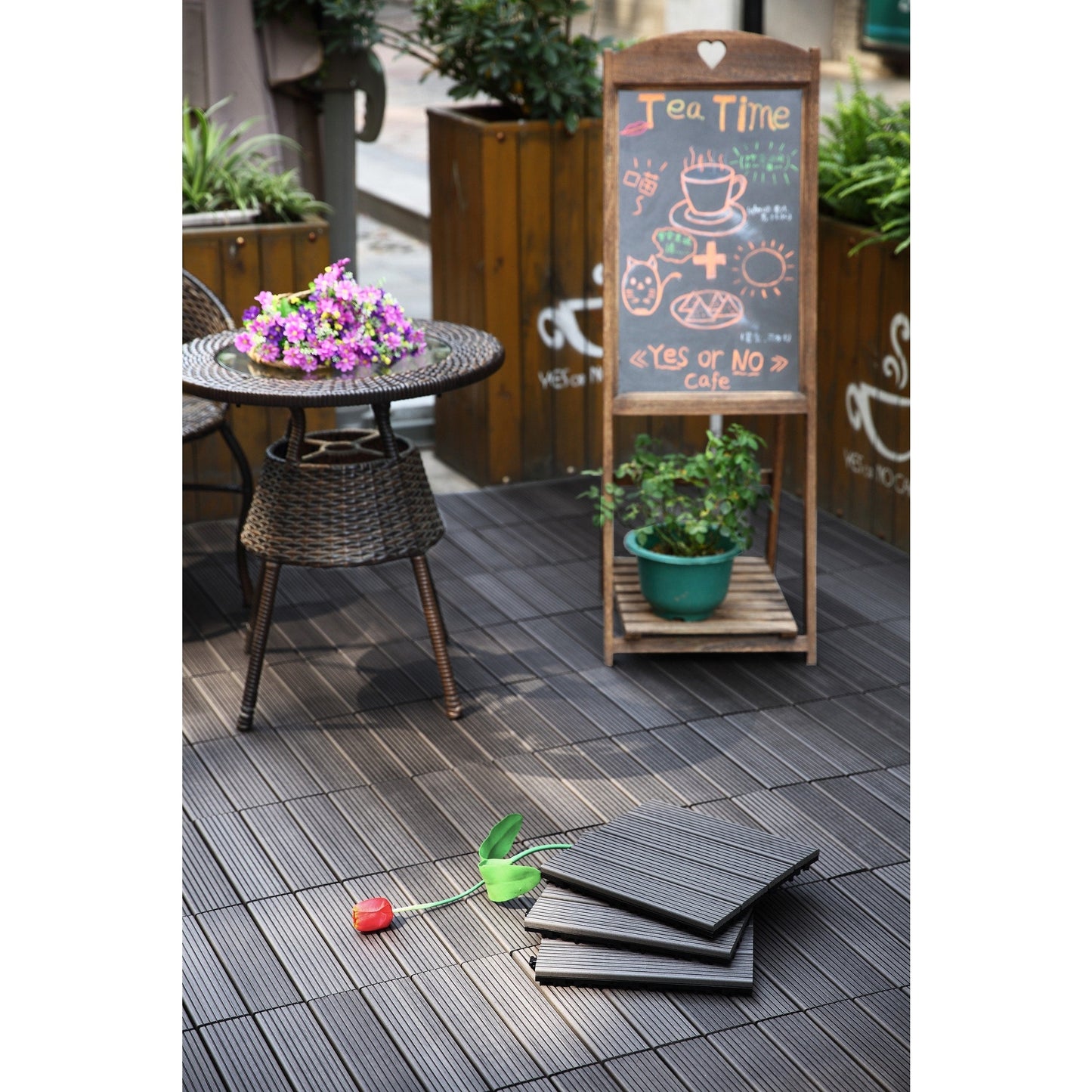 Courtyard Casual 12-in x 12-in 9-Pack Gray Prefinished Composite Deck Tile Transition