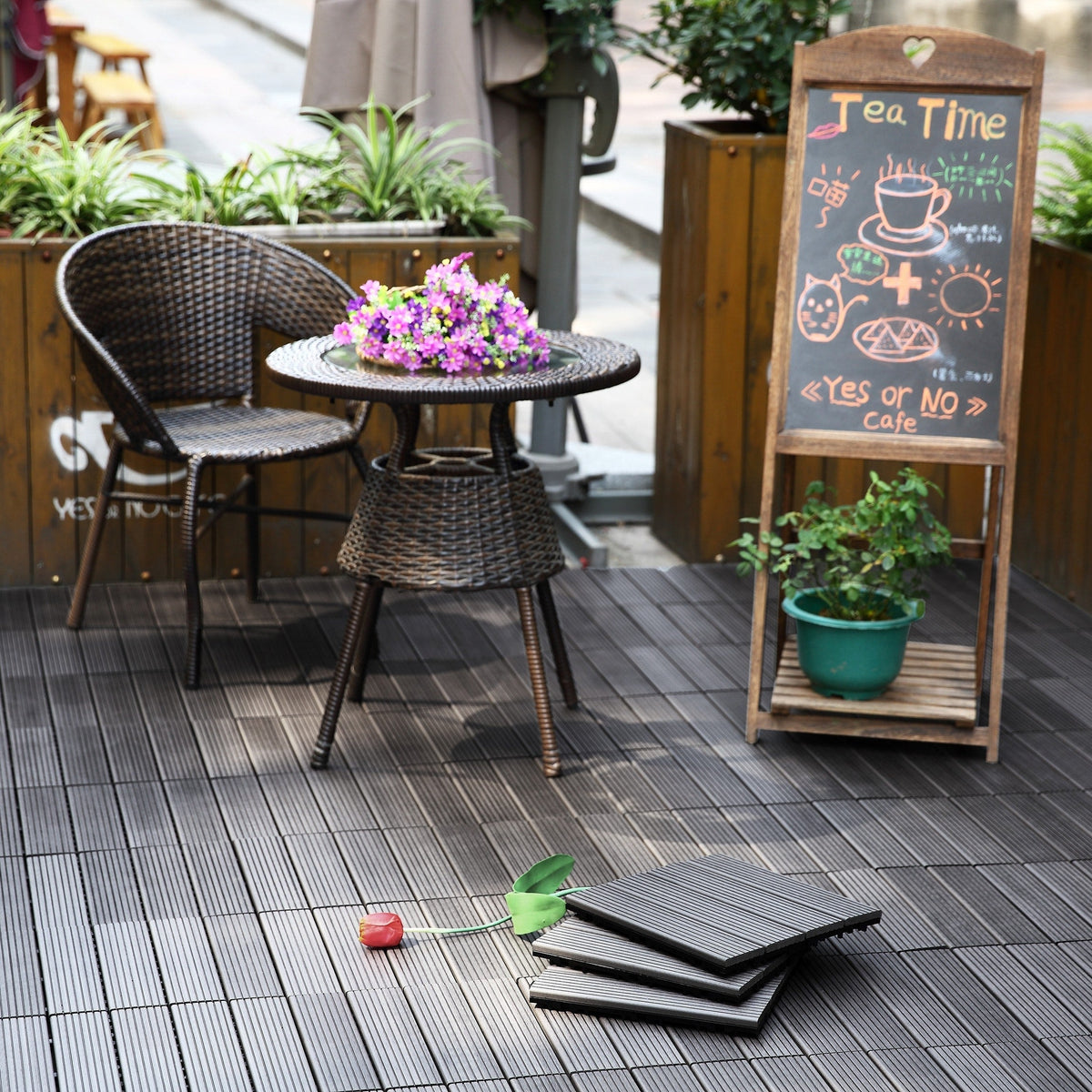 Courtyard Casual 12-in x 12-in 9-Pack Gray Prefinished Composite Deck Tile Transition