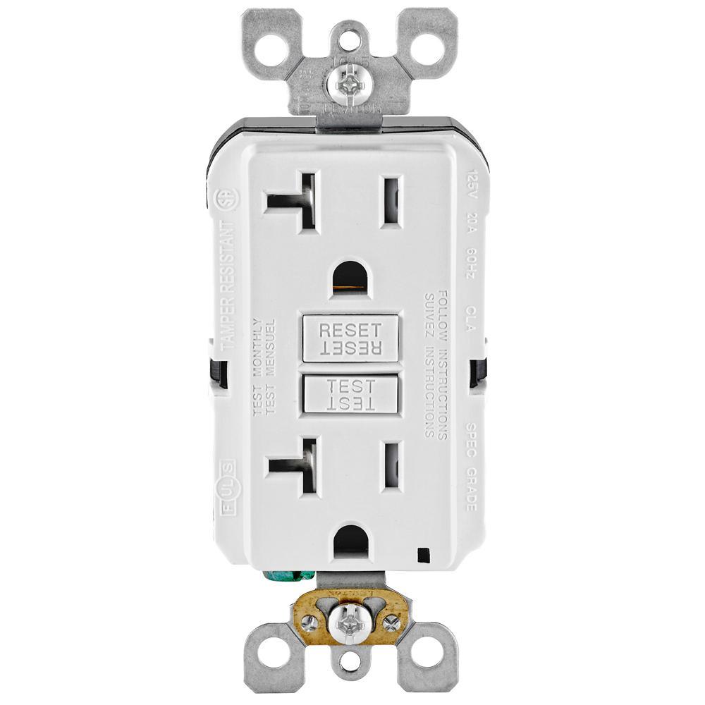 20 Amp 125-Volt Duplex SmarTest Self-Test Tamper Resistant GFCI Outlet, Black - Super Arbor