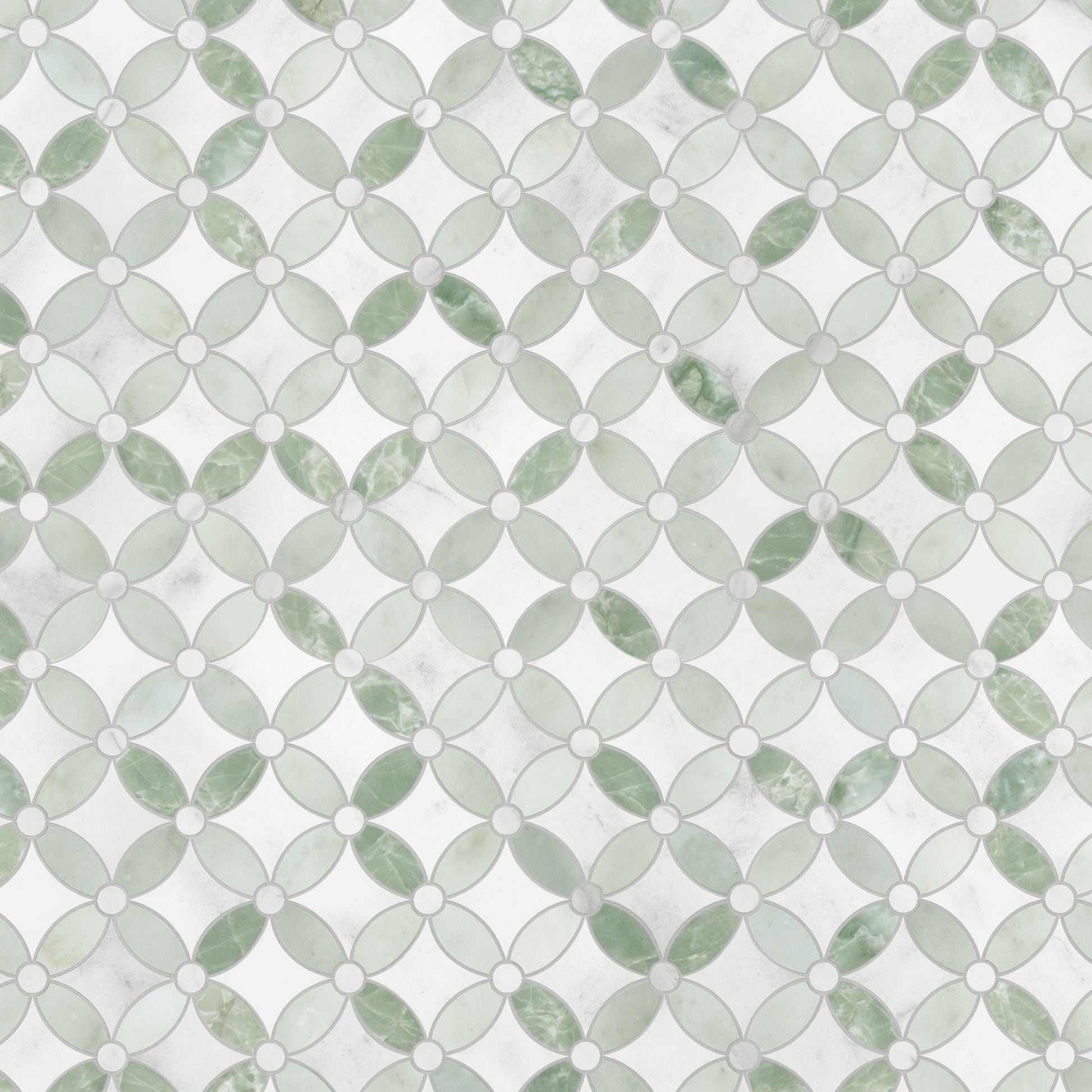 SUNWINGS Coin Waterjet Green 11-in x 11-in Matte Composite Marble look Octagon Peel and stick Mosaic Wall Tile product image