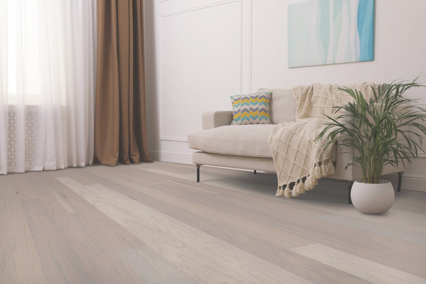 Shaw Hickory Providence hardwood flooring — installed room view