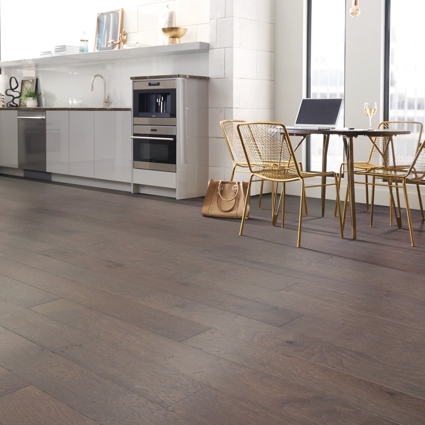 Shaw Hickory Savannah hardwood flooring — installed room view
