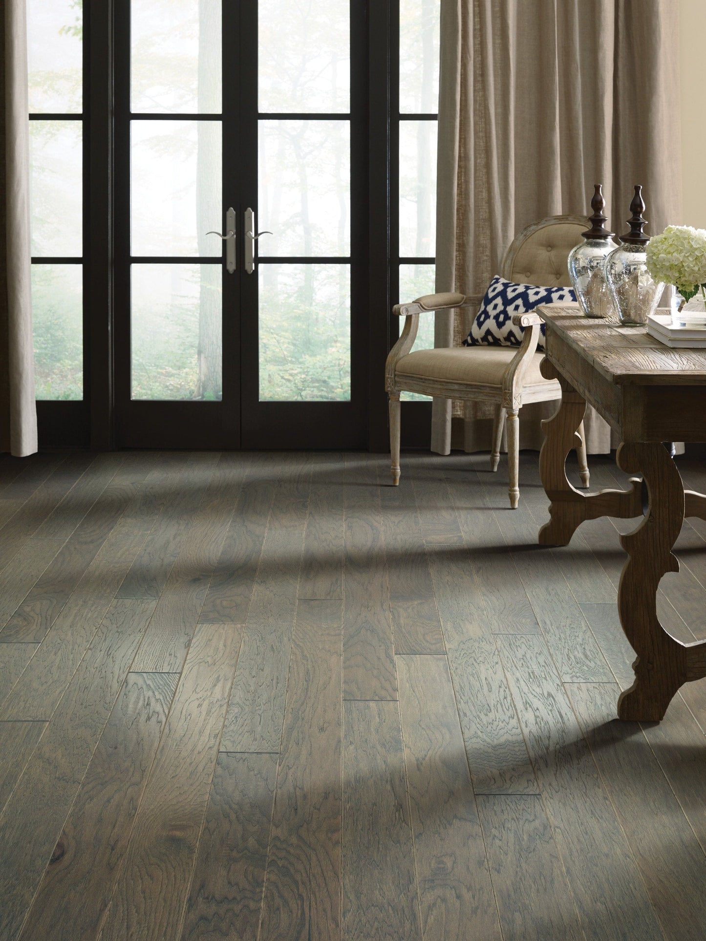 Shaw Hickory Percival hardwood flooring — installed room view