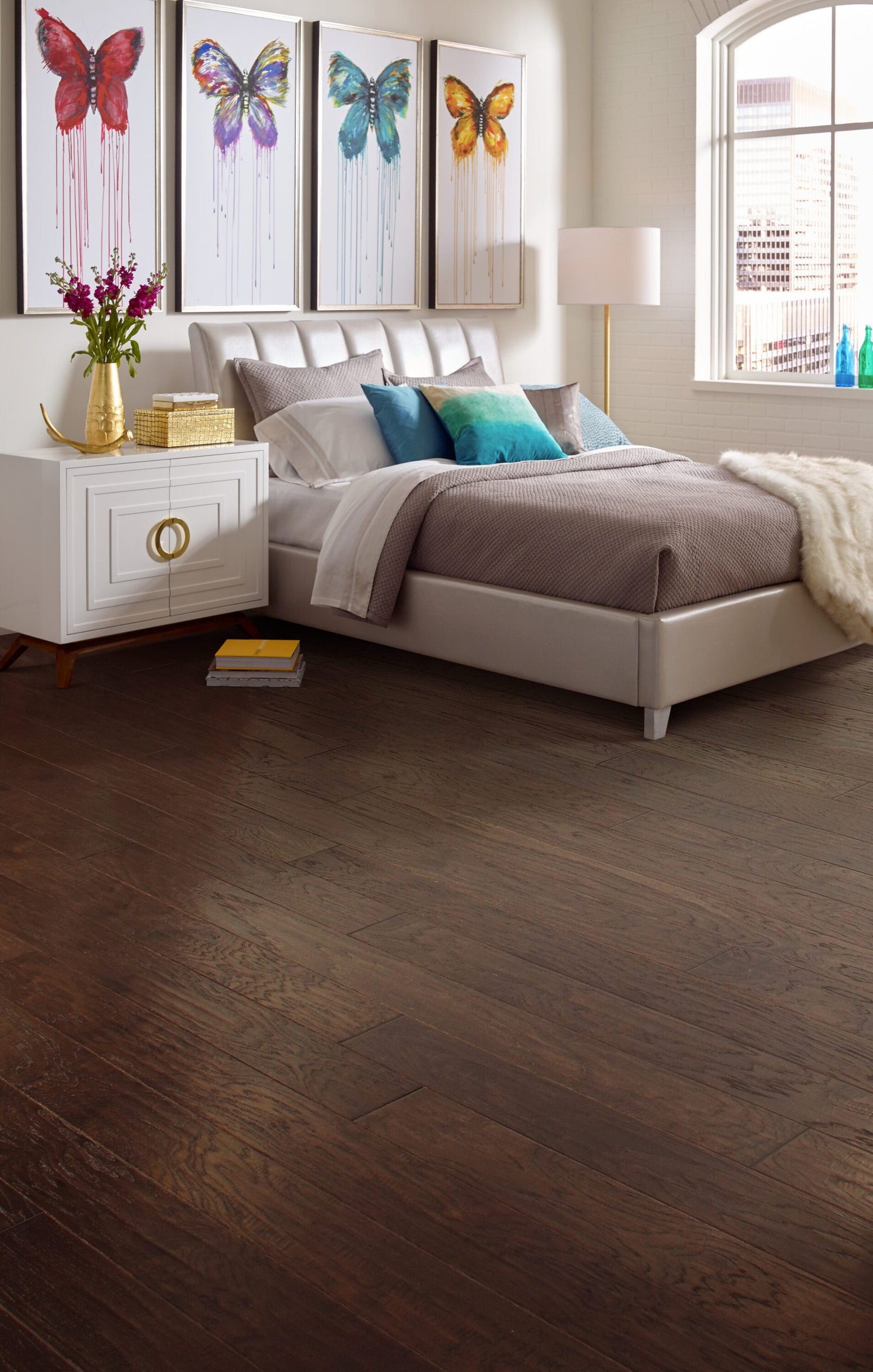 Shaw Hickory Bedivere hardwood flooring — installed room view