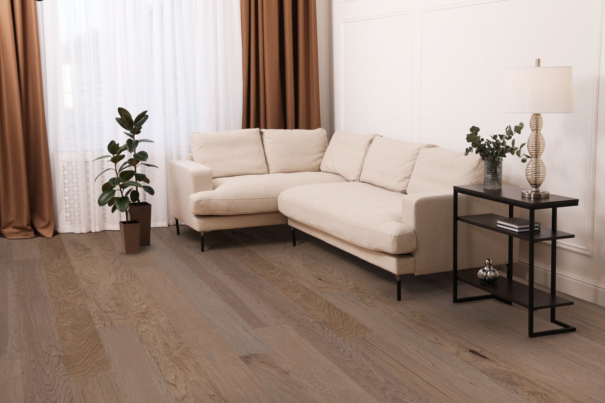 Shaw Hickory Charleston hardwood flooring — installed room view