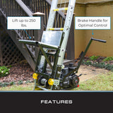 Tie Down TranzPorter TP250 Roofing Platform Ladder Hoist with Lifan Engine, 28–44 ft Reach, 250 lb Capacity