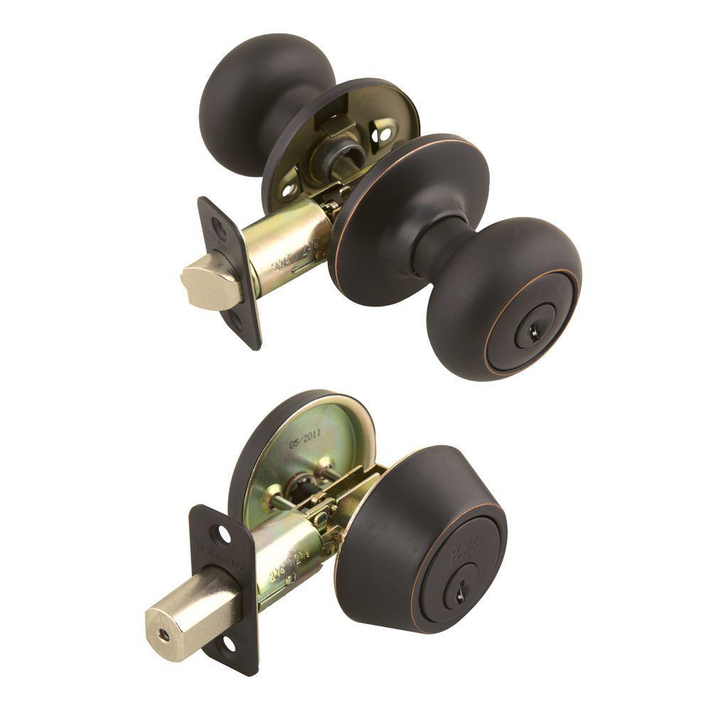 Cambridge Oil-Rubbed Bronze Combo Entry Knob and Single-Cylinder Deadbolt - Super Arbor