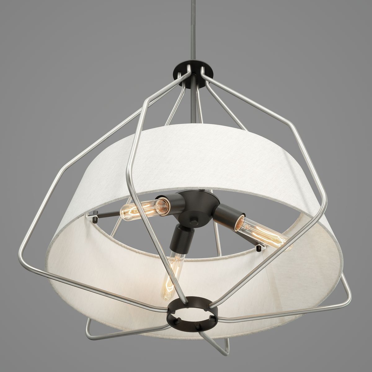 Progress Lighting Hangar 3-Light Brushed Nickel Mid-century Drum Large Hanging Pendant Light