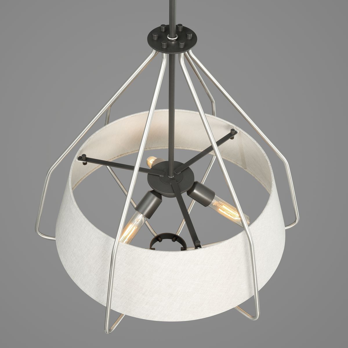 Progress Lighting Hangar 3-Light Brushed Nickel Mid-century Drum Large Hanging Pendant Light