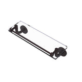 Remi Collection 16 in. Glass Vanity Shelf with Gallery Rail in Satin Nickel - Super Arbor