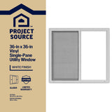 Project Source 10001 Series 35-1/2-in x 35-1/2-in x 3-in Jamb Left-operable Vinyl White Sliding Window Half Screen Included