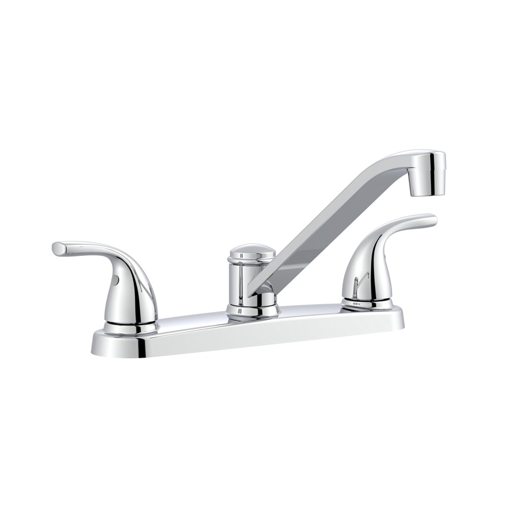 Project Source Dover Chrome 2-Handle Low-Arc Deck-Mount Kitchen Faucet with Side Sprayer and Deck Plate