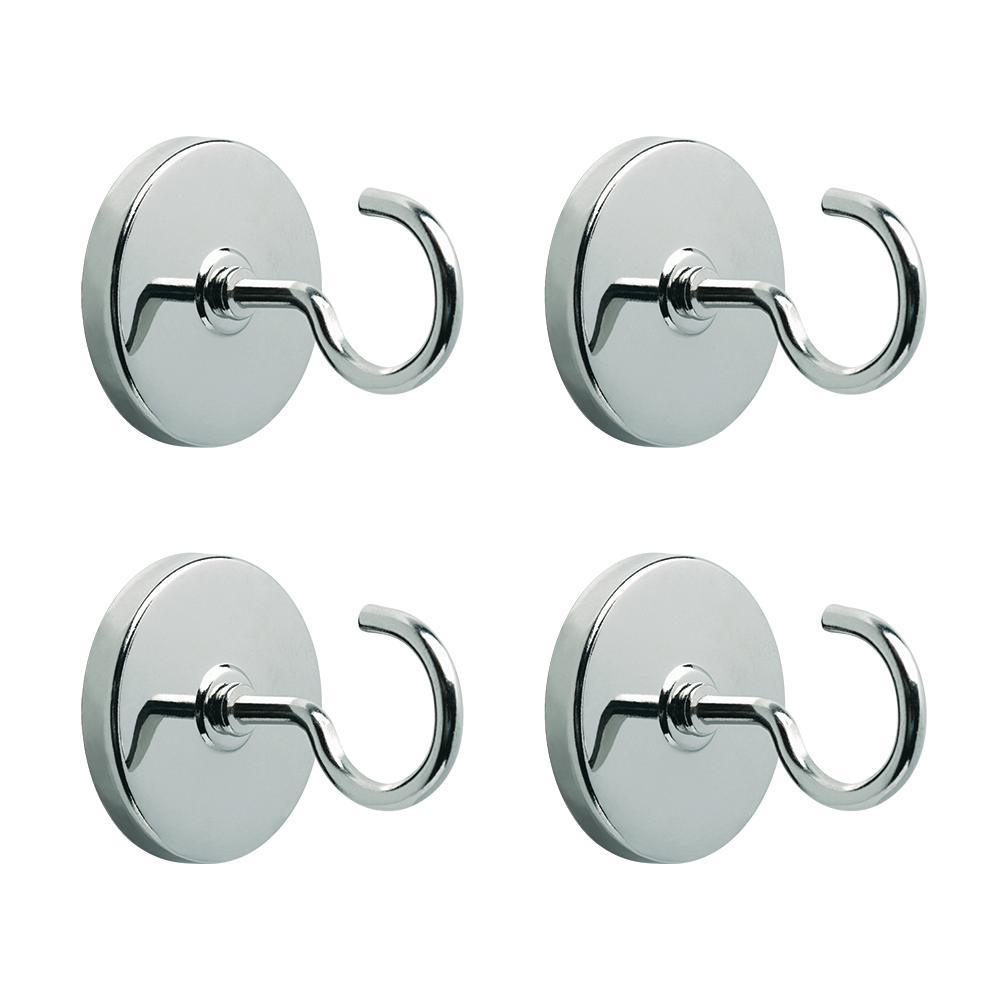 1.34 in. Chrome Plated Magnetic Hooks (4-Pack) - Super Arbor
