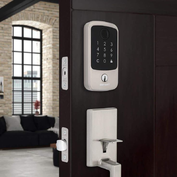 Defiant Hubspace Satin Nickel Square Biometric Fingerprint Electronic Touchpad Deadbolt