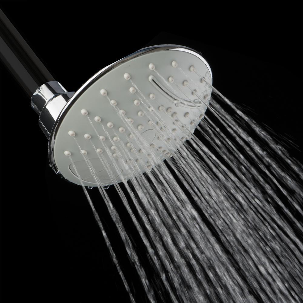 2-Spray 4.63 in. Single Wall Mount Waterfall Fixed Adjustable Shower Head in Brushed Chrome - Super Arbor