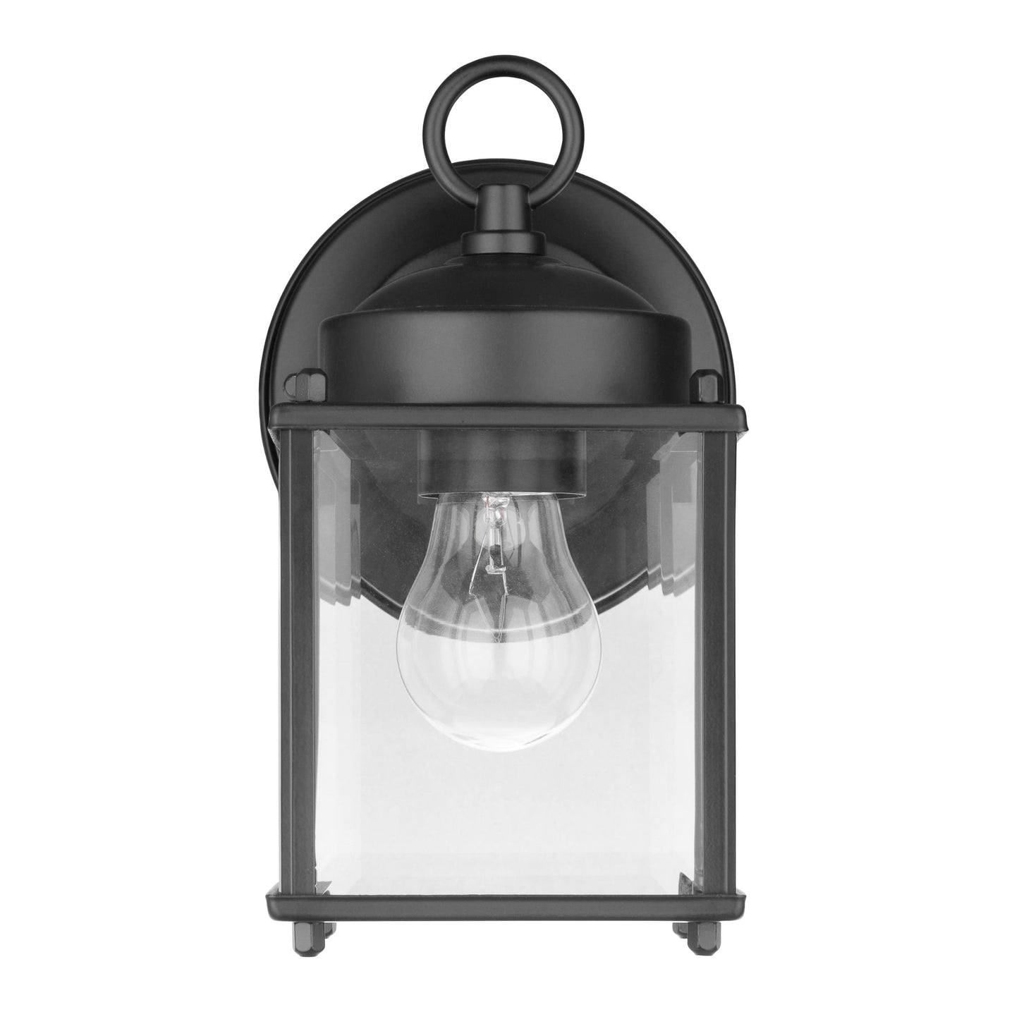 Portfolio Morlake 8.25-in H Matte Black Outdoor Wall Lantern, E26 Medium Base, Beveled Glass
